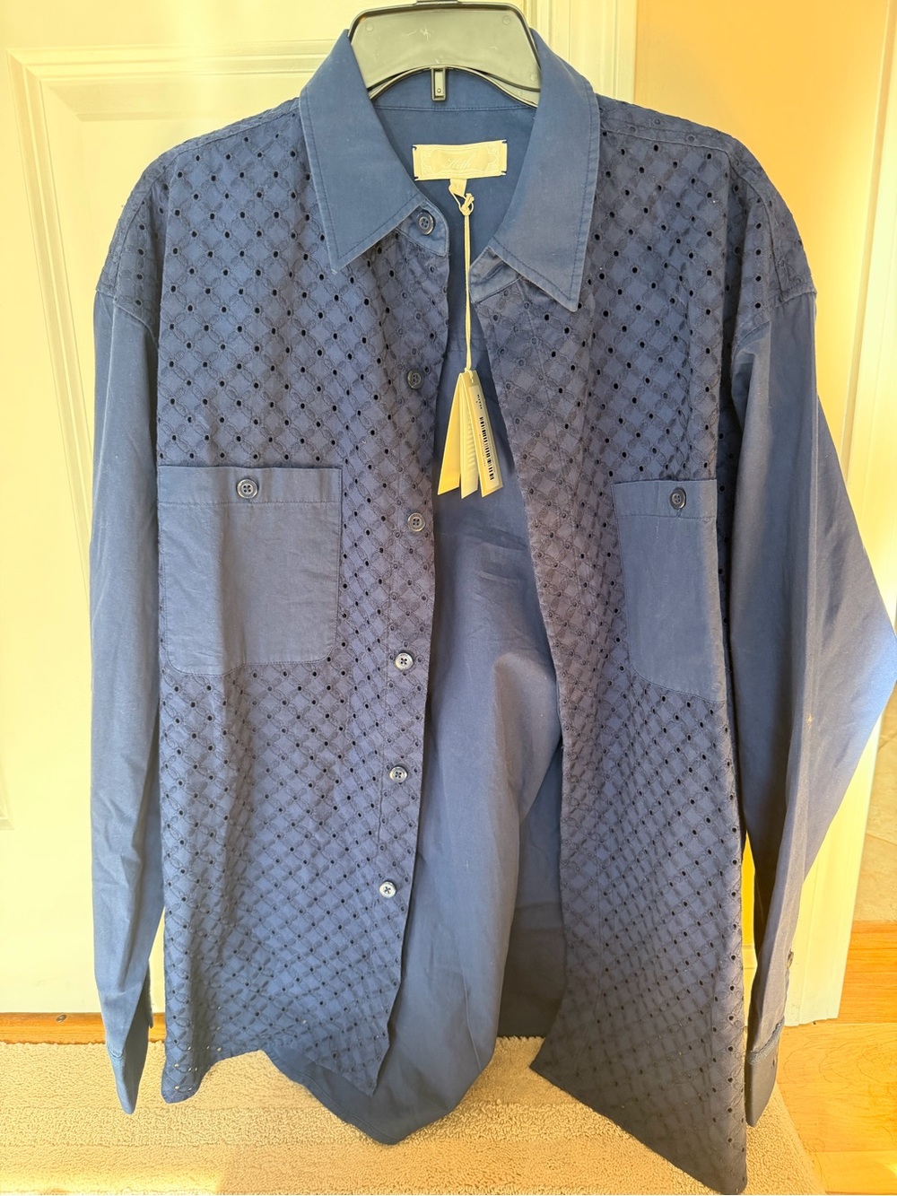 Kith Navy Eyelet-Detail Button-Front Shirt Jacket